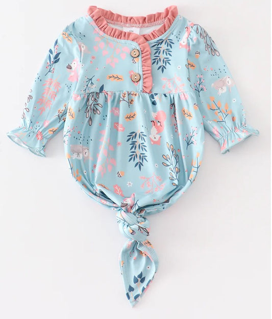 Blue floral baby gown