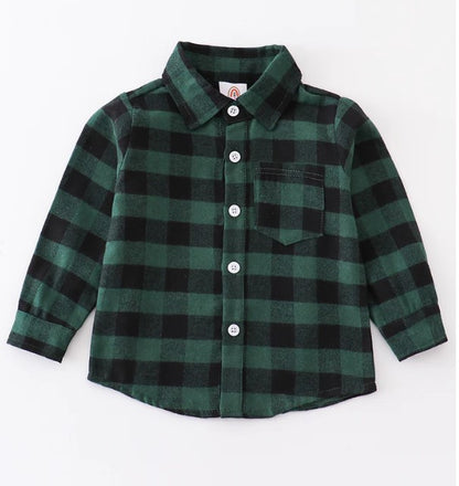 Forest plaid button down shirt