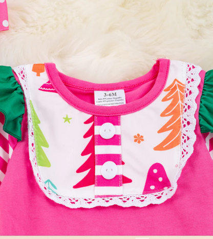 Pink Ruffle Christmas Romper