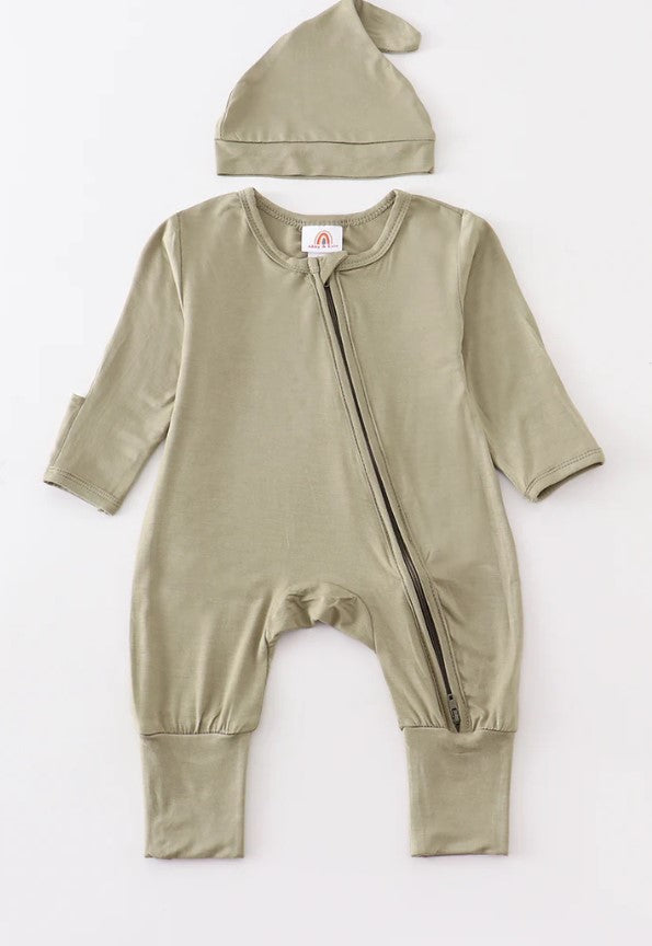 Sage zipper 2pc baby romper