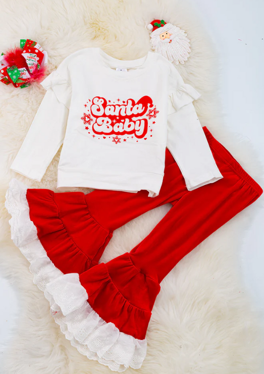 Santa Baby White Ruffle Set