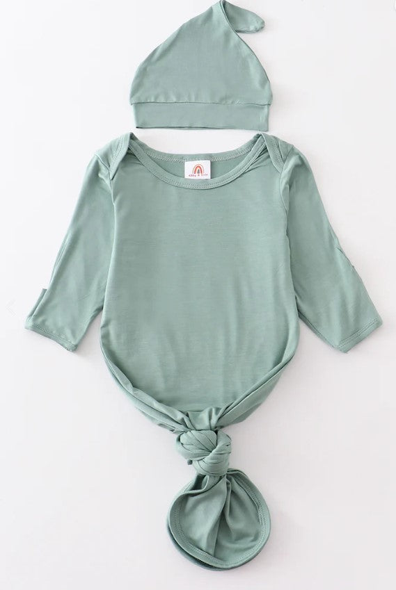 Teal bamboo baby 2pc gown