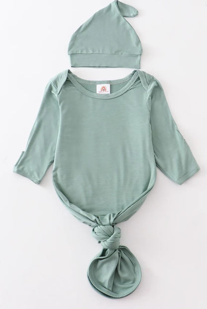 Teal bamboo baby 2pc gown