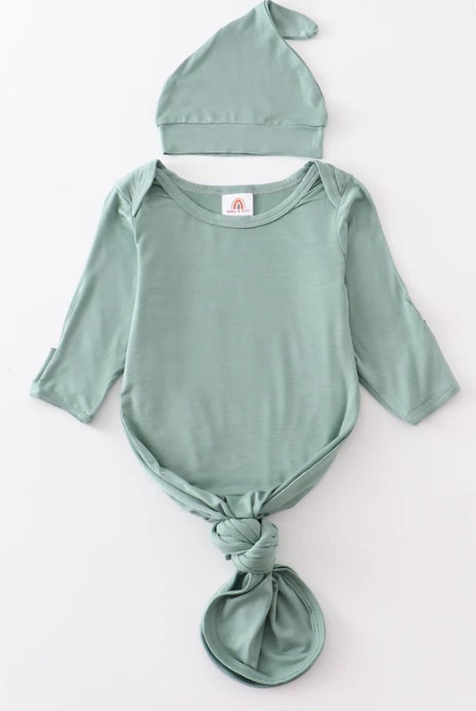 Teal bamboo baby 2pc gown