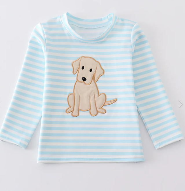 Blue Stripe Dog Top