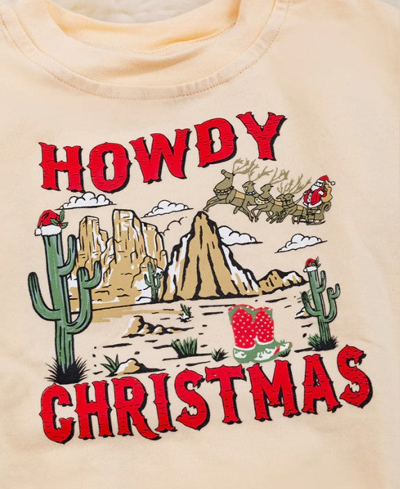 HOWDY CHRISTMAS" IVORY GRAPHIC BABY ONESIE WITH SNAPS