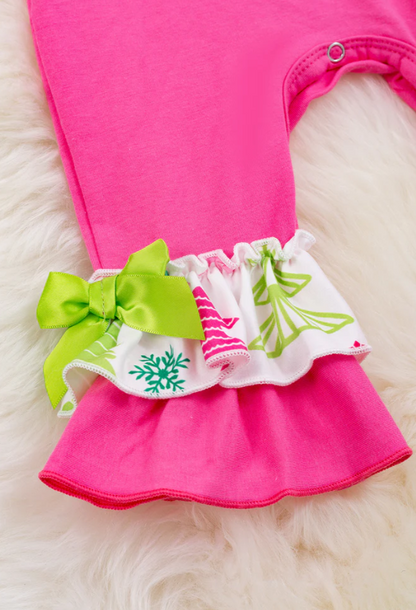 Pink Ruffle Christmas Romper